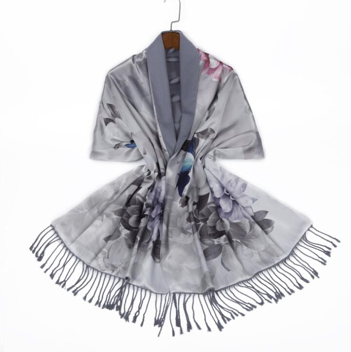 Silk digital printed  double-sided brushed shawl
