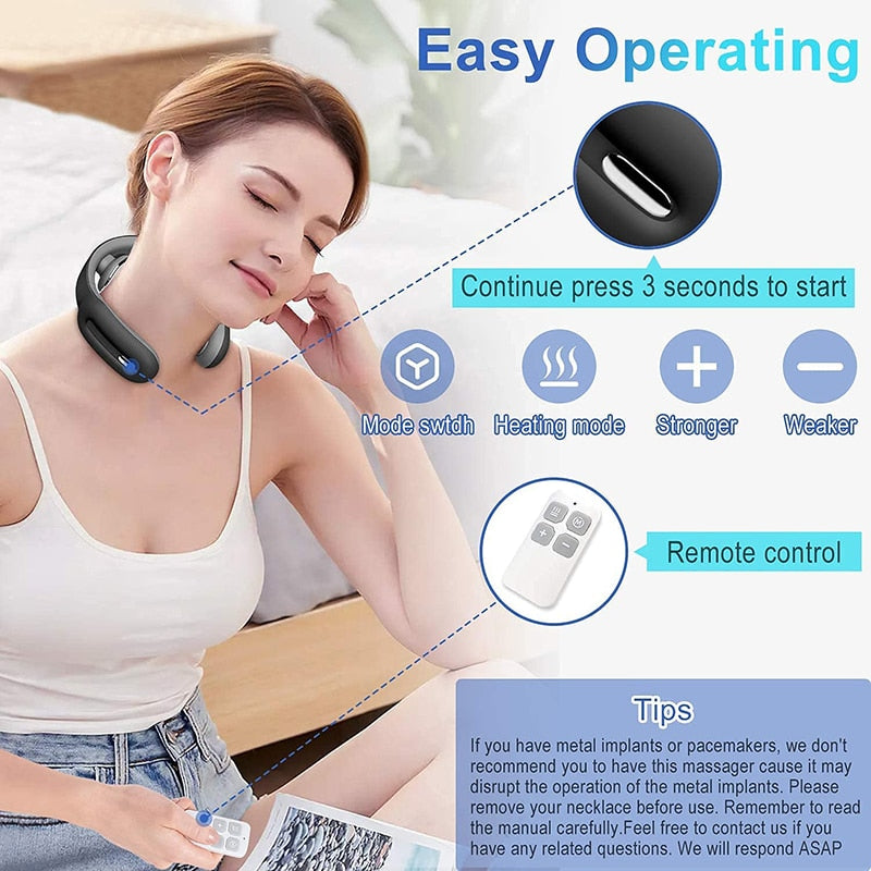 Electric Neck Massager Massage Pain Relief Tool Health Care Relaxation Cervical Vertebra Physiotherapy