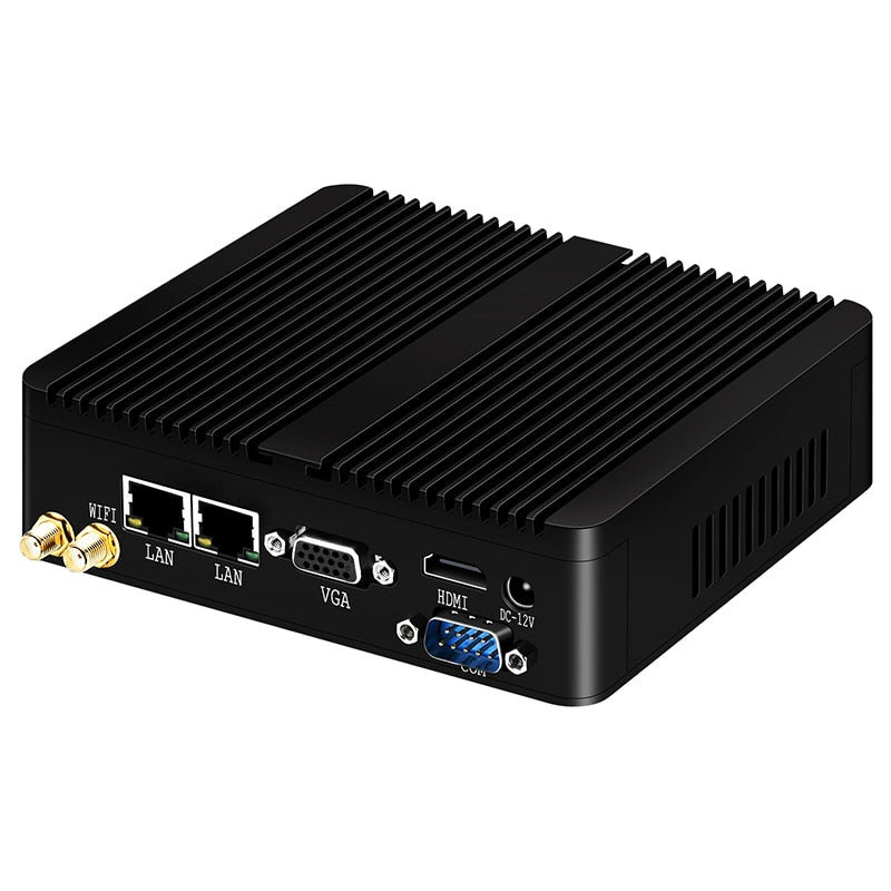 XCY Lüfterloser Mini-PC Intel Celeron J1900 Quad Cores Dual Ethernet RS232 Windows Linux HDMI VGA 4xUSB WiFi Industriecomputer