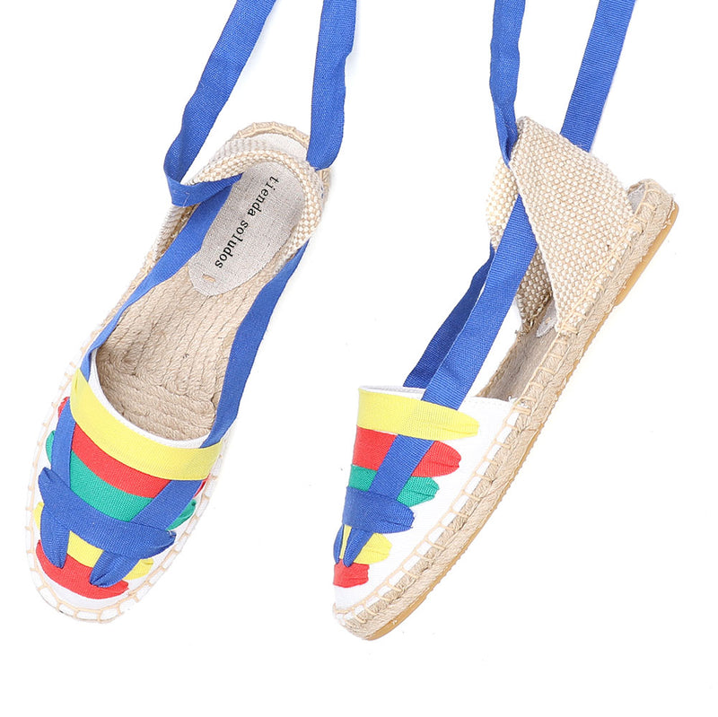 Sandalias de alpargatas con cordones para mujer, zapatos 2022 Sapatos Mulher, recién llegados, correa en T de cáñamo plana con goma abierta Sapato Feminino