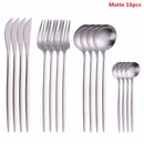Black Tableware Forks Knives Spoons Cutlery Dinner Set Stainless Steel Cutlery Set Kitchen Flatware Set 16Pcs Luxury Dinnerware
