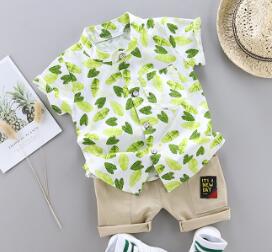 Summer Baby Boy Clothes Set Infant Cartoon Dinosaur Print Short Sleeve Shirt + Pants 1 2 3 4 Years Kid Toddler Boys Outfit