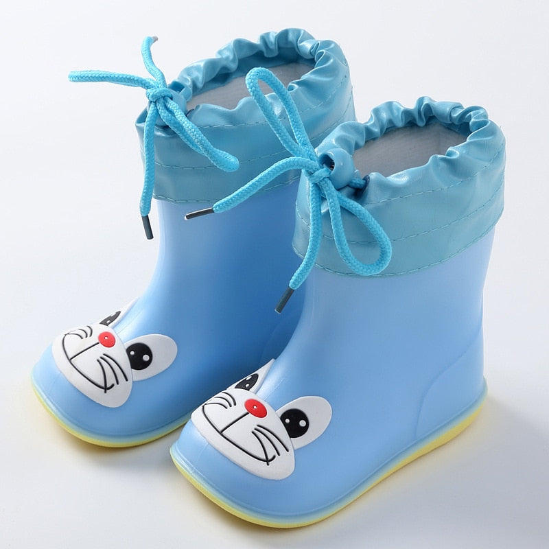 Children Rain Boots Rubber Boots Kids Water Shoes PVC Baby Cartoon Waterproof  Non-slip  Warm Winter