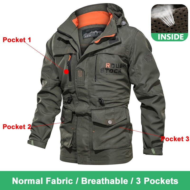 Spring Men Military Tactical Jacken Multi-Pockets Wasserdicht Casual Windbreaker Herren Mantel Outdoor mit Kapuze