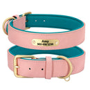 Custom Engraved Dog Collar Leather Padded Dogs Collars With Personalized  ID Plate Tag 2 Layers For Small Large Dogs Pitbull