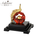 Asklove Gold Phoenix Ornament 3D pavo real estatua 24K hoja de oro decoración miniatura figuritas escritorio artesanías decoración del hogar regalos