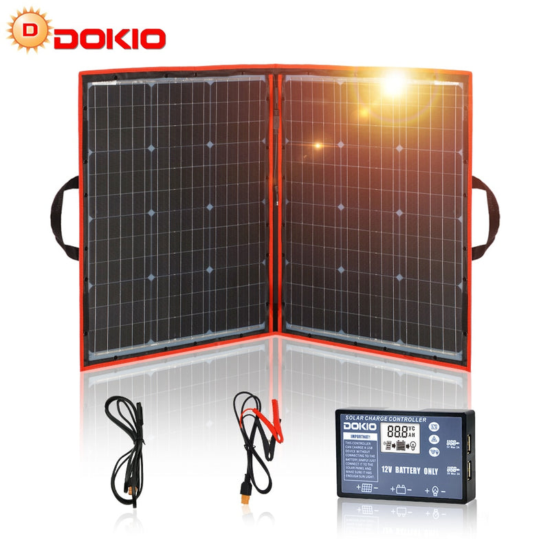Dokio 100w (50Wx2pcs) Panel solar mono plegable flexible para viajes y barcos y RV Panel solar portátil de alta calidad China