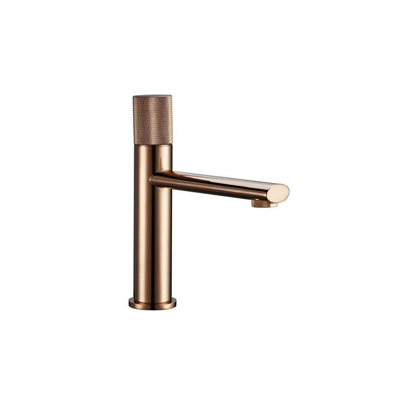 Deck Mount Water Faucet Mixer Tap Single Knurled Handle One Hole Hot Cold Washbasin Bathroom Basin Swivel Knurling Knob Design