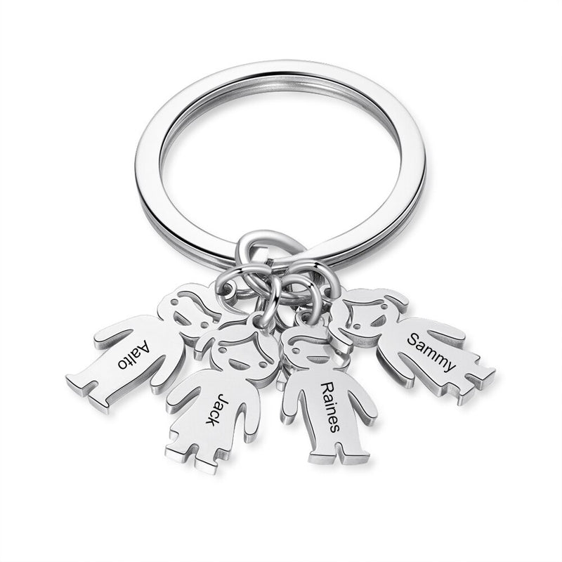 JewelOra Personalized Name Stainless Steel Children Charm Keychain Customized Engrave Boy/Girl Charms for Women Ladies