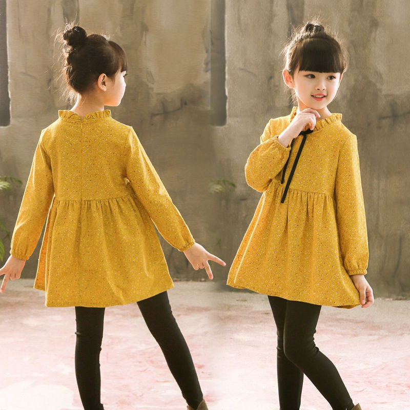 2022 Spring Autumn Girl Dress Cotton Long Sleeve Children&