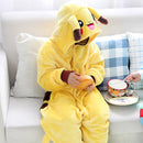 Family Halloween Cosplay Costume Animal Yellow Anime Pajamas Winter Warm Cartoon Sleepwear Matching Outfits Mother Kids Onesie