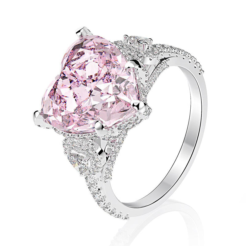 Wong Rain Romantic 100% 925 Sterling Silver Heart Pink Sapphire Gemstone Wedding Engagement Diamonds Ring Fine Jewelry Wholesale
