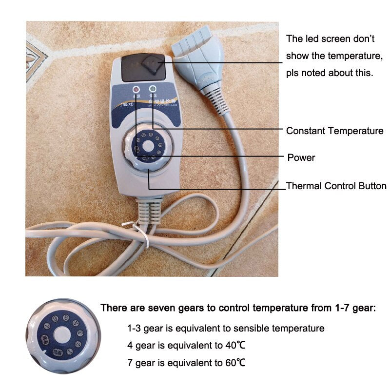 Far Infrared Heating Mat - Hot Stones Jade Tourmaline - Negative Ions - Mesh Mat - Adjustable Timer &amp; Temperature - Heating Pad