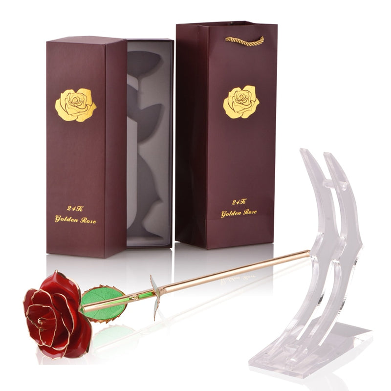 Gifts for Women 24k Gold Dipped Rose with Stand Eternal Flowers Forever Love In Box Girlfriend Wedding Christmas Gifts for Her