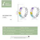 BISAER Rainbow Heart Hoop Earrings Real 925 Sterling Silver Colorful Enamel Round Earrings For Women Wedding Jewelry ECE909