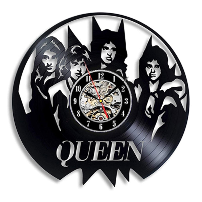 Reloj de pared Queen Rock Band, diseño moderno, tema musical, discos de vinilo clásicos, reloj de pared, arte, decoración del hogar, regalos para músico