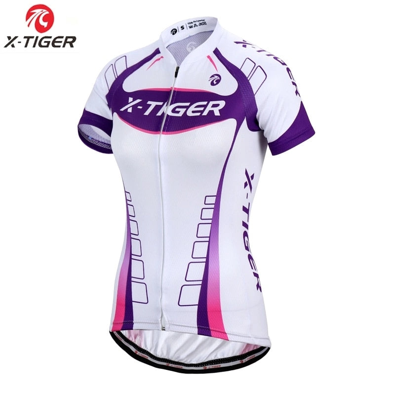X-Tiger Women Cycling Jerseys Summer Short Sleeve Cycling Jerseys Mountain Breathable Bicycle Jersey Quick-dry Bike Jerseys