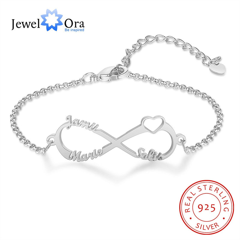 JewelOra 925 Sterling Silver Custom Name Infinity Bracelet Personalized Children Bracelets for Girls Kids Silver Jewelry Gifts