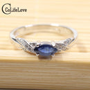 Hotsale Natural Sapphire Ring 3*6mm Natural Sapphire Gemstone Silver Ring 925 Silver Sapphire Ring From Chinese Sapphire Mine