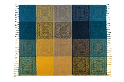 Cojín de sofá de chenilla americana mediterránea, manta de Cobertor grande con borlas para sofá a cuadros de chenilla bohemia colorida