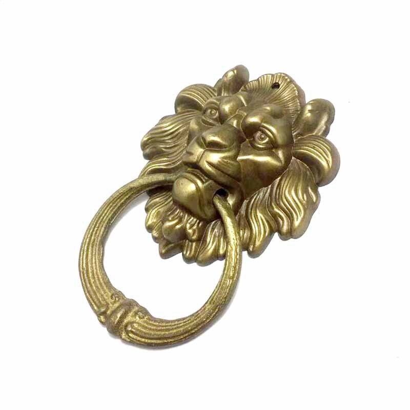 Vintage Brass Casting Lion Head Door Knocker Solid Wood Villa Courtyard Gate Ring Door Handle Pulls Knob Decoration