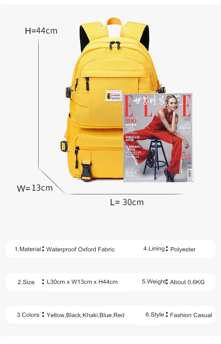 Fengdong Mode gelber Rucksack Kinder Schultaschen für Mädchen wasserdichter Oxford großer Schulrucksack für Teenager Schultasche