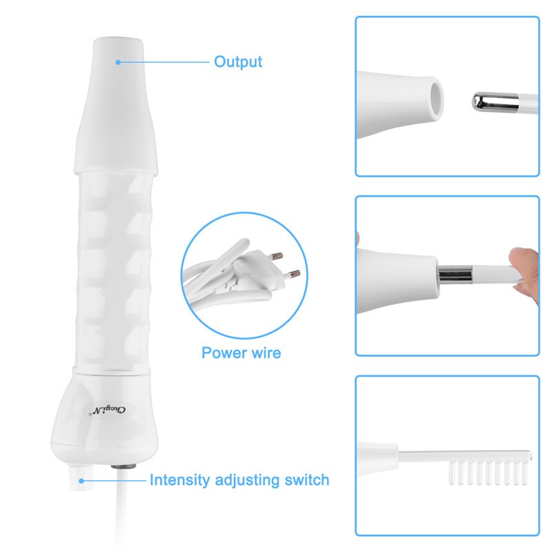 CkeyiN High Frequency Electrode Glass Tube Facial Machine Spot Remover Acne Treatment Skin Care Spa Eliminates Wrinkles Massager