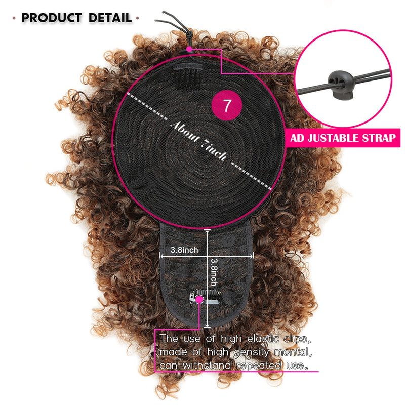 Short Kinky Curly Chignon With Bangs Synthetic Hair Bun Drawstring Ponytail Afro Puff Hair pieces For Women Clip Hair Extension