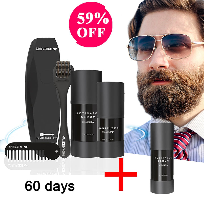 Bartwachstumsset für Männer Bio-Bartöl für Gesichtsbehaarung mit Kamm Schnurrbart-Pflegeset 2021 Heißes Geschenk Mann Vater Freund Ehemann