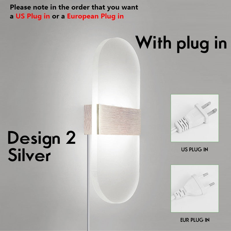 Decor Indoor Wall Lamp Plug In Dimming Acrylic Modern Bedroom Wall Light Led For Home Bedside Wall Sconce With Plug 12W 4 Colors