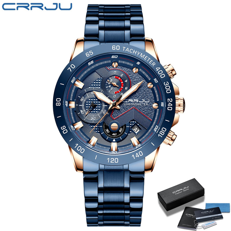 CRRJU 2021, nuevos relojes de moda para hombre con acero inoxidable, marca superior, cronógrafo deportivo de lujo, reloj de cuarzo para hombre, reloj Masculino