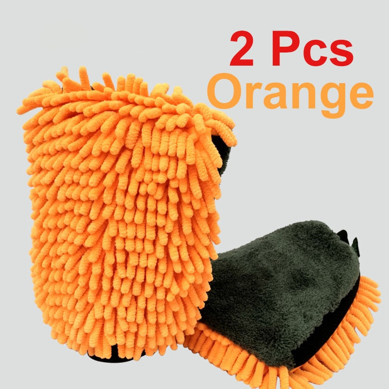 2 Pcs Ultra-Luxury Microfiber Car Wash Gloves Car Cleaning Tool Wheel Brush Multi-function Cleaning Brush Detailing