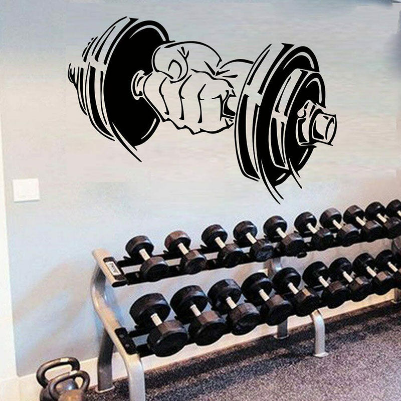 Fitness Gym Sport Barbells Pattern Wall Sticker Vinyl Interior Design Room Gym Club Decor Decals Removable Decoration Mural 4075