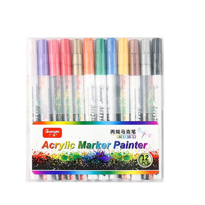 GN 6/12/18/36 Colors 0.7MM Acrylic Paint Marker Pen Set Art Drawing Marker Pen For Ceramic Rock Glass Porcelain Mug Wood Fabric