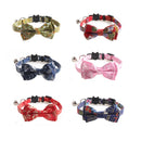 Retro Printing Pets Cat Collars Cute Bowknot Puppy Chihuahua Necklace Adjustable Bow Tie Cat Bells Collar Pet Gift
