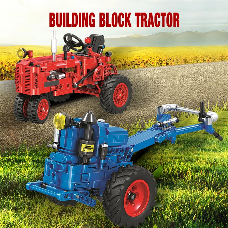 DIY clásico viejo Tractor coche bloques de construcción ciudad caminar Tractor camión ladrillos juguetes educativos para niños