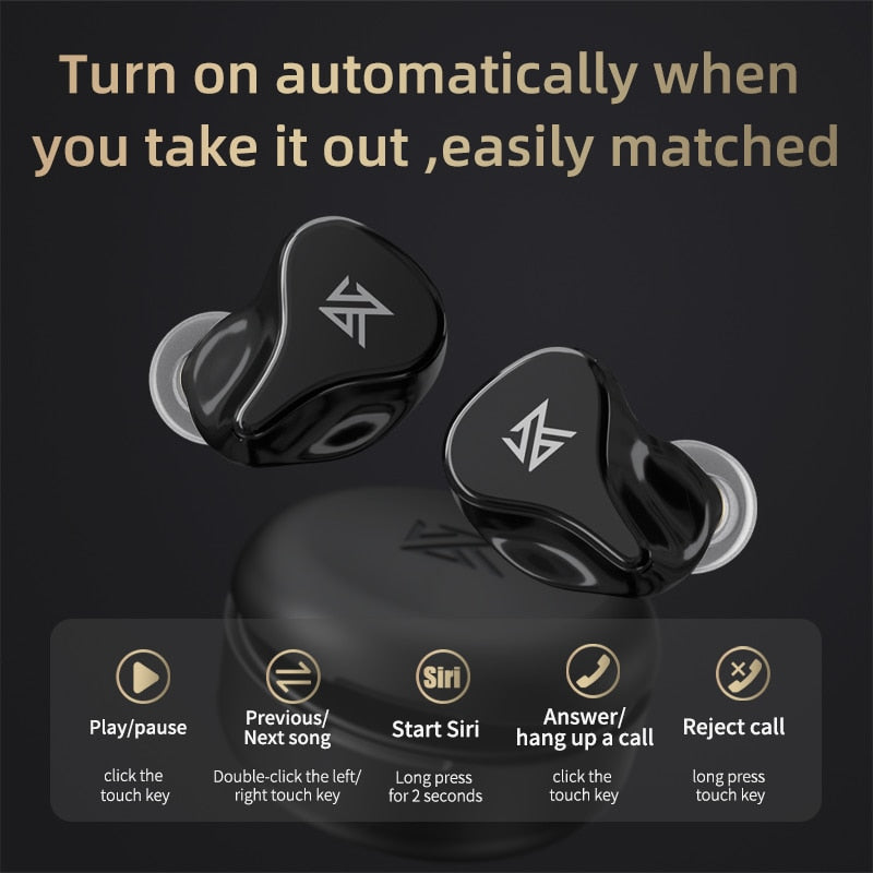 KZ Z1 Pro TWS Koptelefoon True Draadloze Game Oordopjes Control táctil Cancelación de ruido Auriculares deportivos HiFi compatibles con Bluetooth