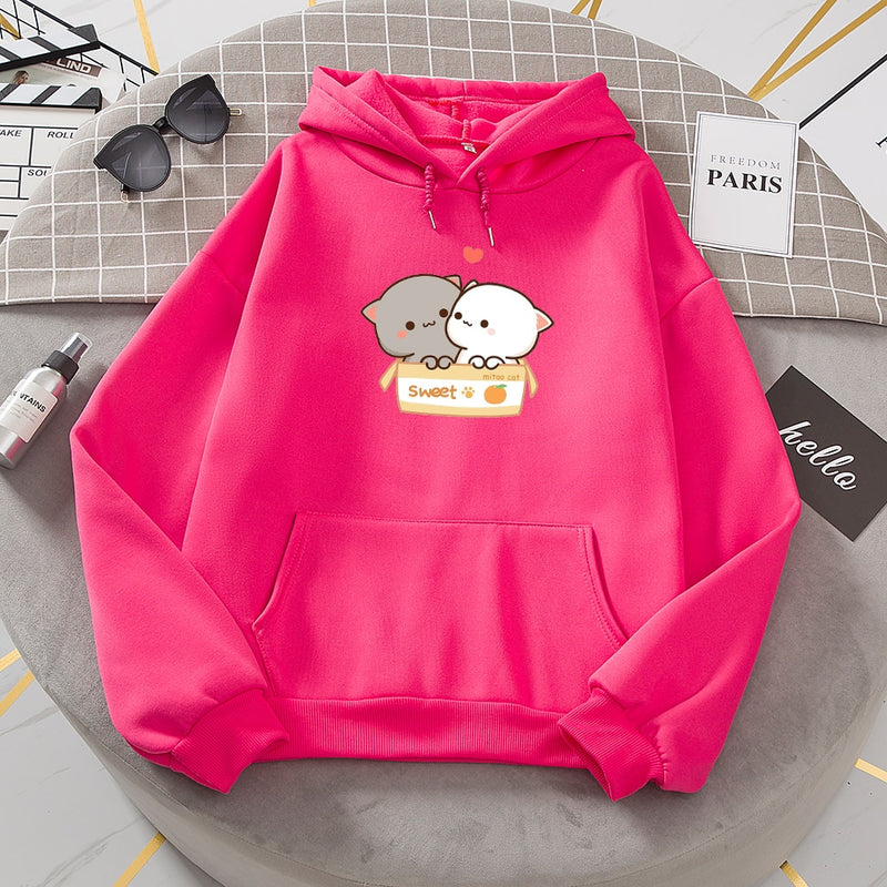 Grunge Aesthetic Hooded Hoodies Women Kawaii Oversized Graphic Sweatshirt Ladies Casual Harajuku Couple Clothes Sudadera Mujer