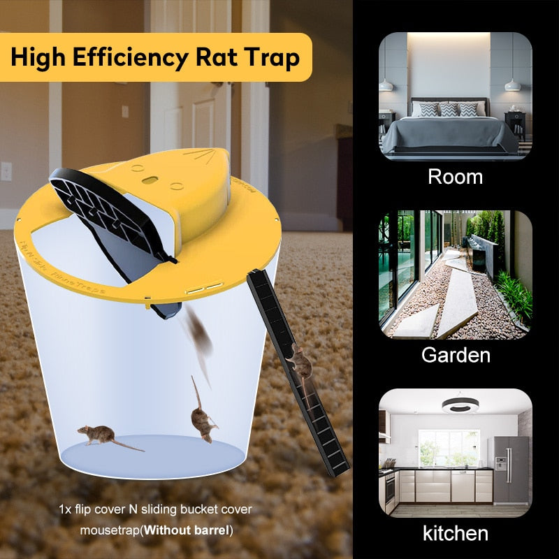 Smart Mouse Trap Bucket Lid Reusable Plastic Rat Trap Household Rat Catcher Humane Or Lethal Outdoor Indoor Mousetrap for Mice