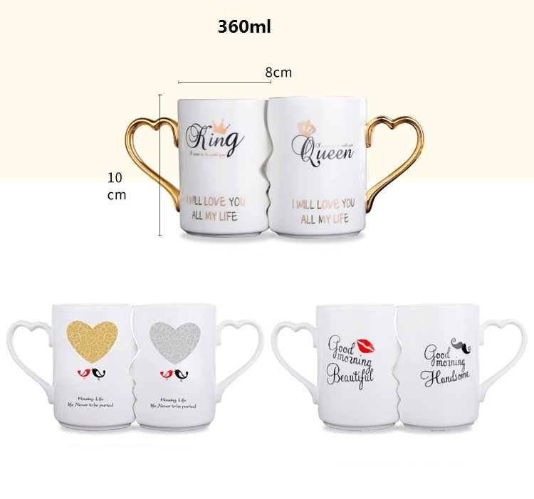 2Pcs Set China Ceramic Couple Cup Lover Kiss Mug Valentine&