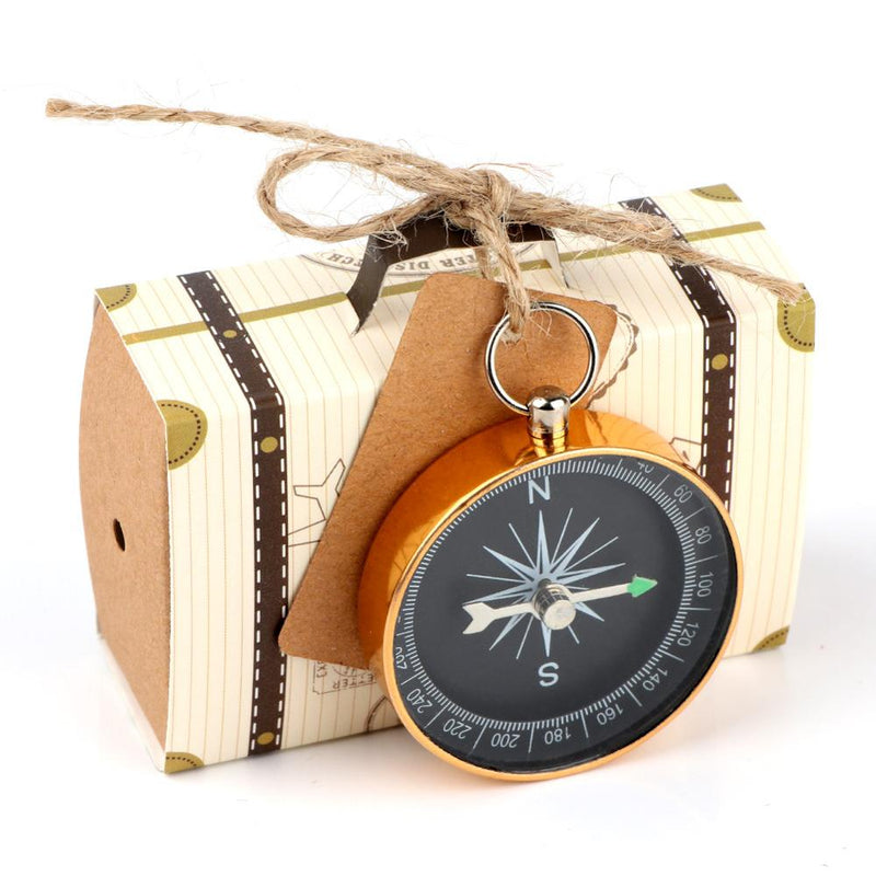Ourwarm 50pcs Wedding Favors Karft Paper Candy Gift Box Compass With Tag Wedding Gift For Guest Souvenir Birth Party Decoration