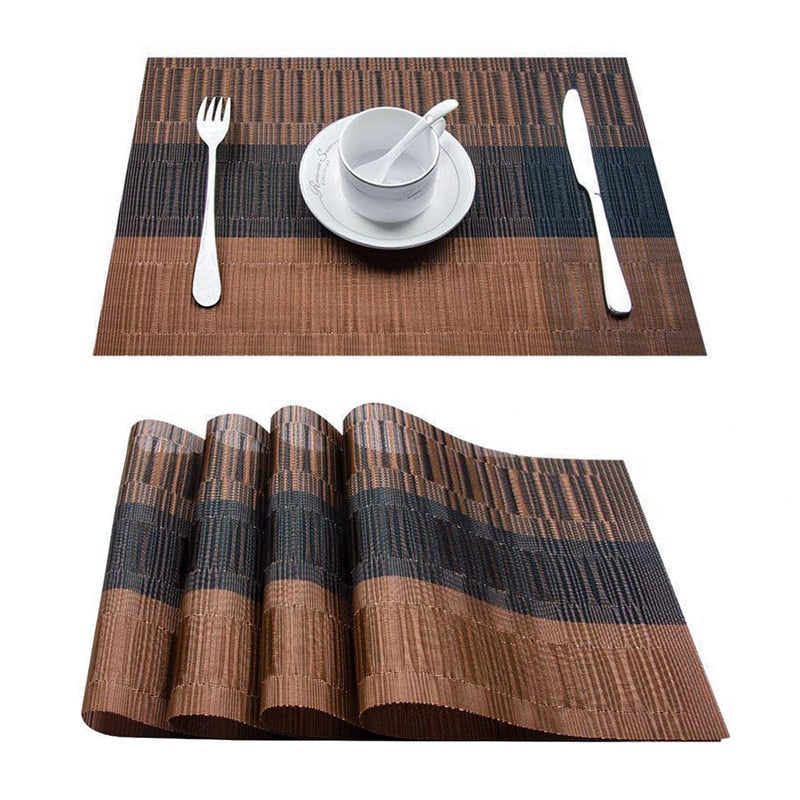 Set of 4 Table Placemats for Dining Table Woven Mats Non-slip Place Mats Set Cup Coaster Plastic Napkins for Kitchen and Home