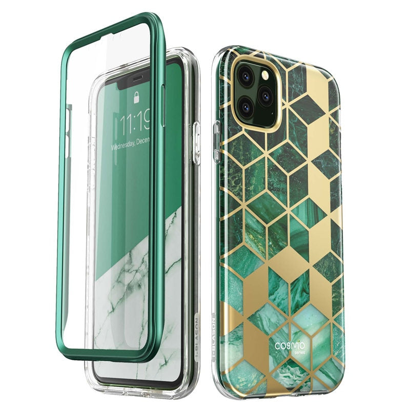 i-Blason Für iPhone 11 Pro Max Hülle 6,5 Zoll (2019) Cosmo Ganzkörper-Glitter-Marmor-Stoßstangenhülle mit integrierter Displayschutzfolie