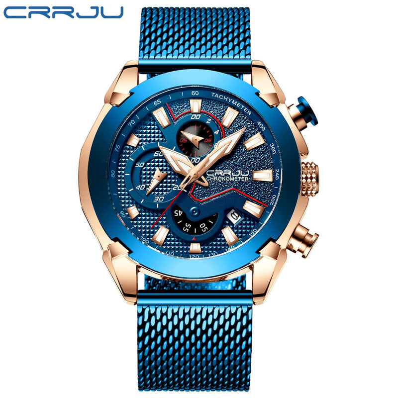 CRRJU 2021 Neue Mode Herrenuhren mit Edelstahl Top Marke Luxus Sport Chronograph Quarzuhr Herren Relogio Masculino