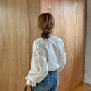 Vintage Casual Elegant Tops 2022 New Women Hollow Out Women Shirts Solid Long Sleeve Korean Style Bow Loose Blouses Blusas 9580