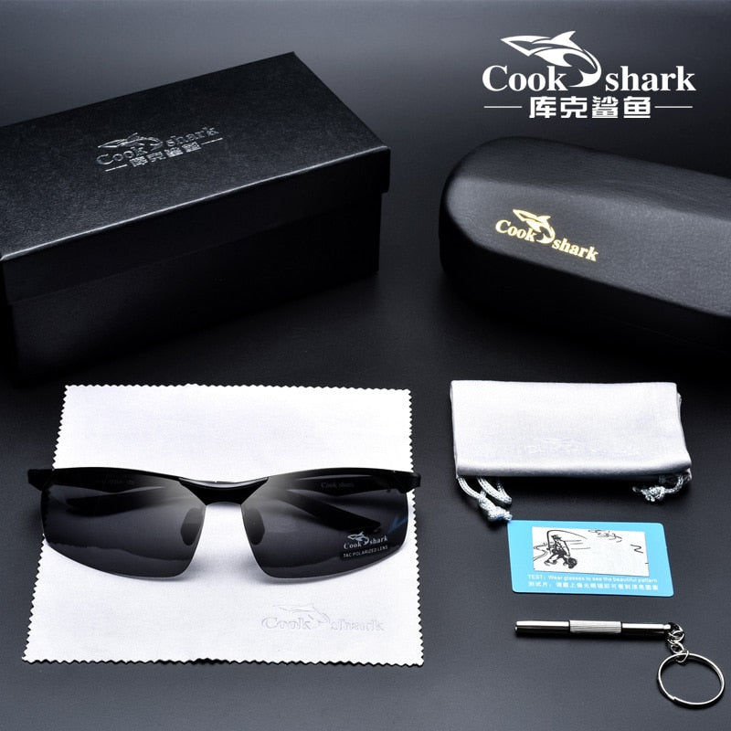 Cook Shark 2020 neue Aluminium-Magnesium-Sonnenbrille Herren-Sonnenbrille HD polarisierte Fahrerbrille Flut
