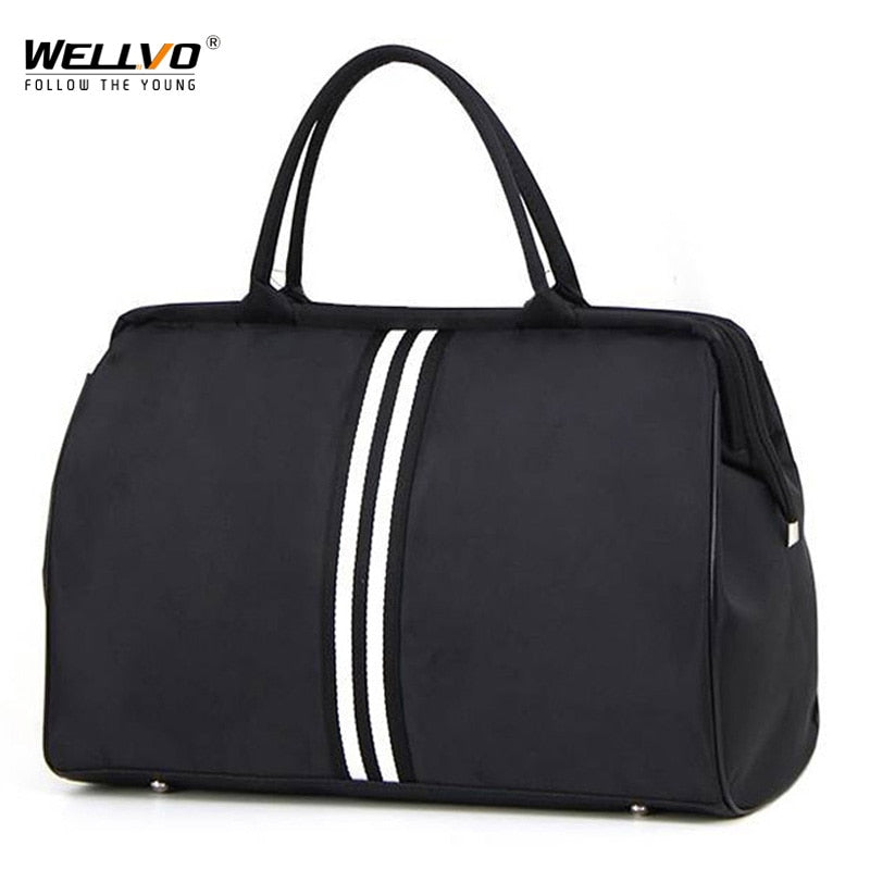 Korean Version Overnight Weekend Traveling Bag Strip Handbag Big Travel Bag Luggage Men&