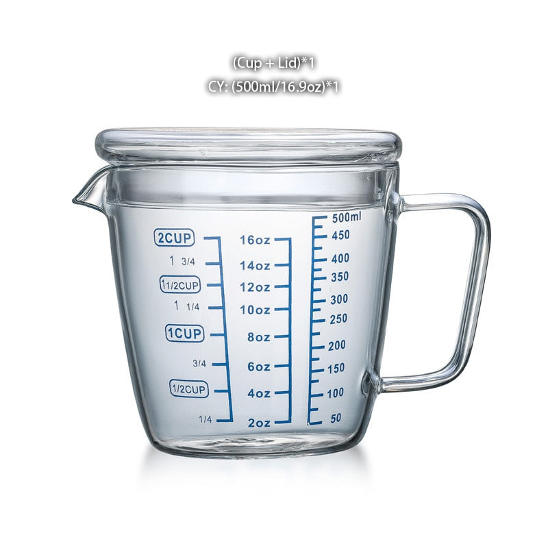 250/500ml Glass Measuring Cup Milk Jug Heat Resistant Glass Cup Measure Jug Creamer Scale Cup Tea Coffee Pitcher Microwave Safe