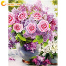 Chenistory Painting By Numbers Kits For Kids Beginner Purple Flower Paints Diy Gift For Modern Home Wall Artwork Room Decors