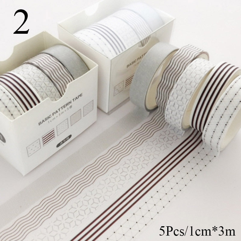5 Teile / satz Grid Washi Tape Nettes Dekoratives Klebeband Einfarbiges Abdeckband Für Aufkleber Scrapbooking DIY Schreibwarenband